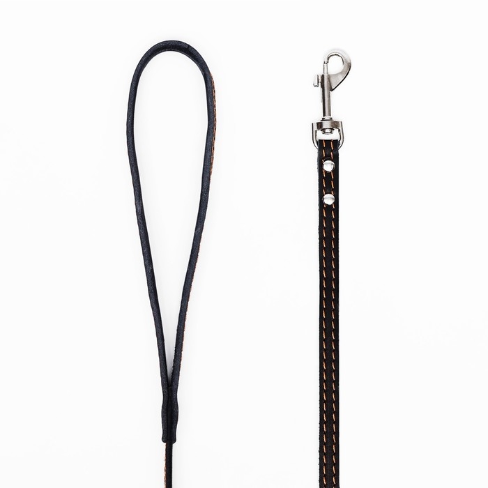 Поводок кожаный однослойный, простроченный, 1.41 м х 1.2 см, черный Поводок кожаный однослойный, простроченный, 1.41 м х 1.2 см, черный