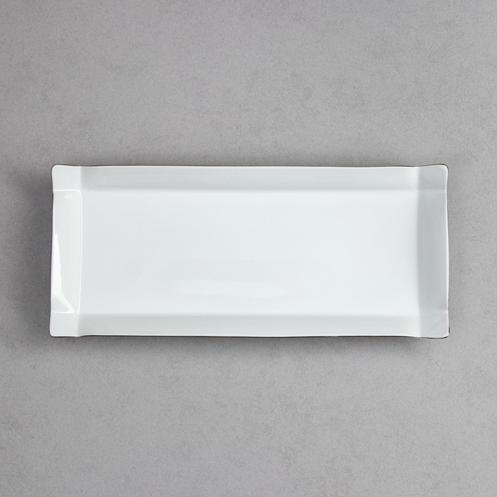 Селедочница Kabab Platter, маленькая, золотая обводка, фарфор, Иран Селедочница Kabab Platter, маленькая, золотая обводка, фарфор, Иран