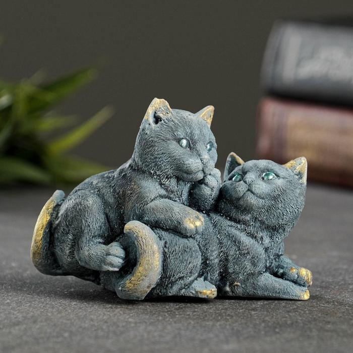 Фигура  Фигура "Кошачья дружба" серо-голубой 6х8х5см