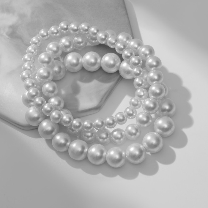 Браслет 3 ряда «Жемчужина» шар № 4,5,6, цвет белый, d=7 см Браслет 3 ряда «Жемчужина» шар № 4,5,6, цвет белый, d=7 см