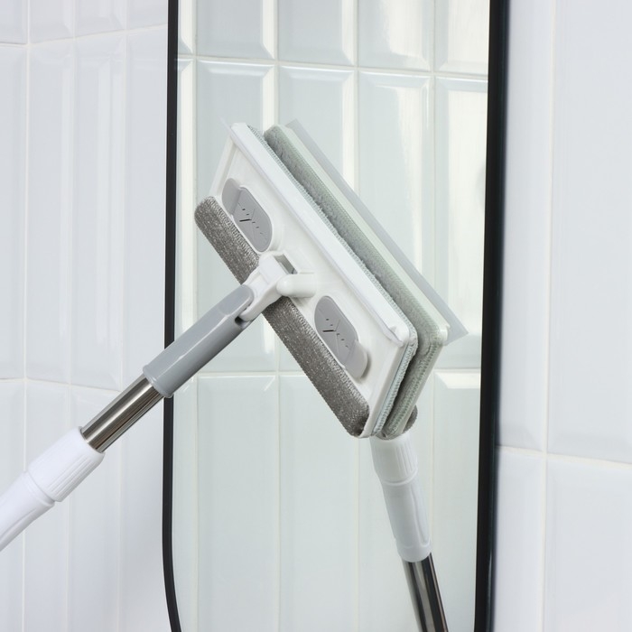 Щётка для окон Raccoon, стальная телескопическая ручка 82(126) см, насадка из микрофибры 25×9 см, цвет белый Щётка для окон Raccoon, стальная телескопическая ручка 82(126) см, насадка из микрофибры 25×9 см, цвет белый