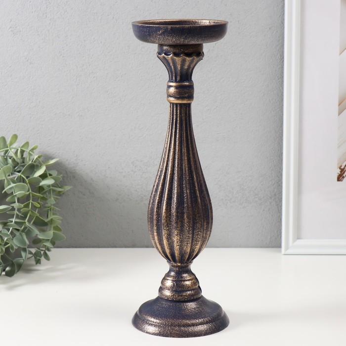 Подсвечник дерево на 1 свечу d=9 см Подсвечник дерево на 1 свечу d=9 см "Фердинанд" синий с патиной 11х11х33,5 см