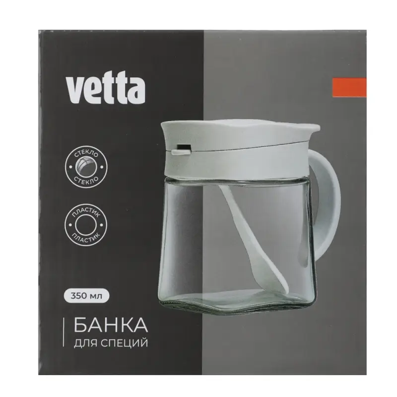 VETTA Банка для специй, 350 мл, стекло, пластик, белый