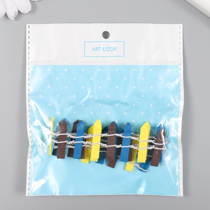 Декор для творчества дерево Декор для творчества дерево "Цветной заборчик" 3х24 см МИКС