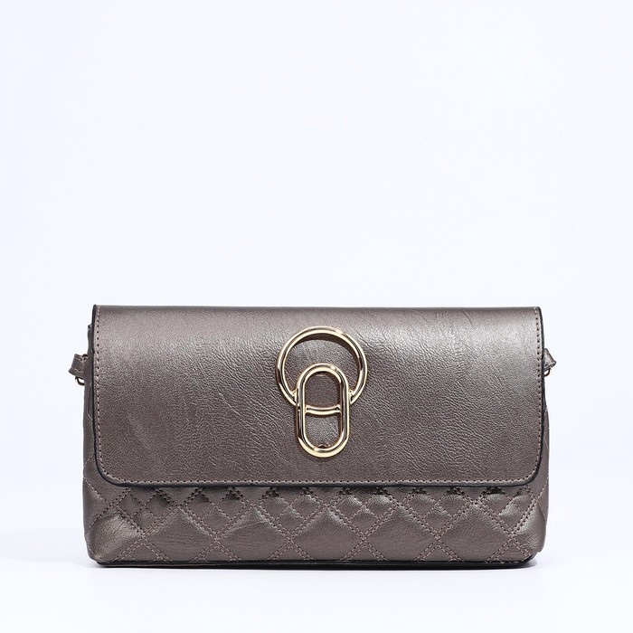 Сумка-клатч на магните, длинный ремень, цвет бронзовый Сумка-клатч на магните, длинный ремень, цвет бронзовый