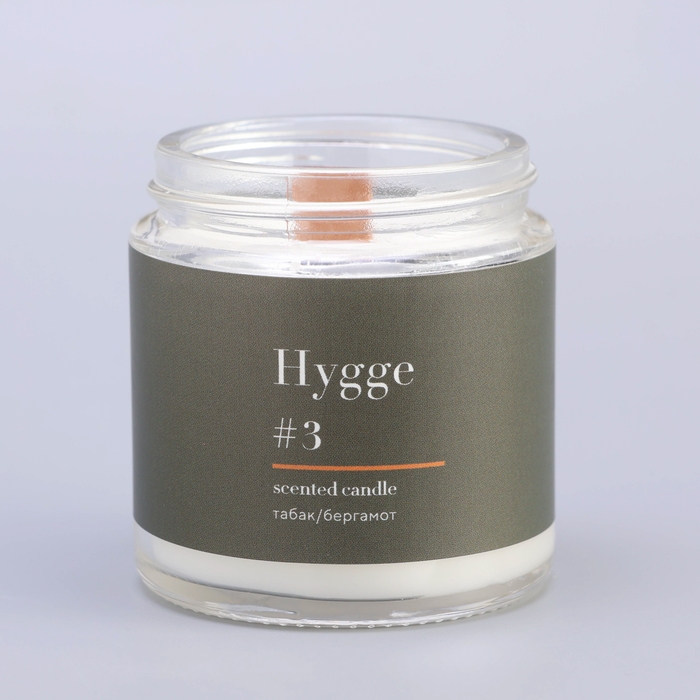 Свеча ароматическая "Hygge" #3 Табак/бергамот, соевый воск, в банке, 90 г