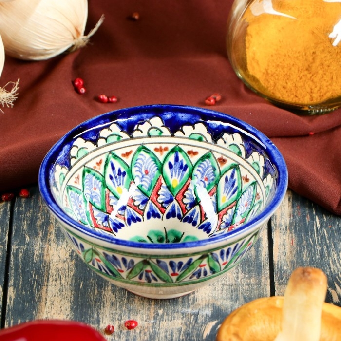 Пиала Риштанская Керамика  Пиала Риштанская Керамика "Узоры", 11,5 см, большая, микс