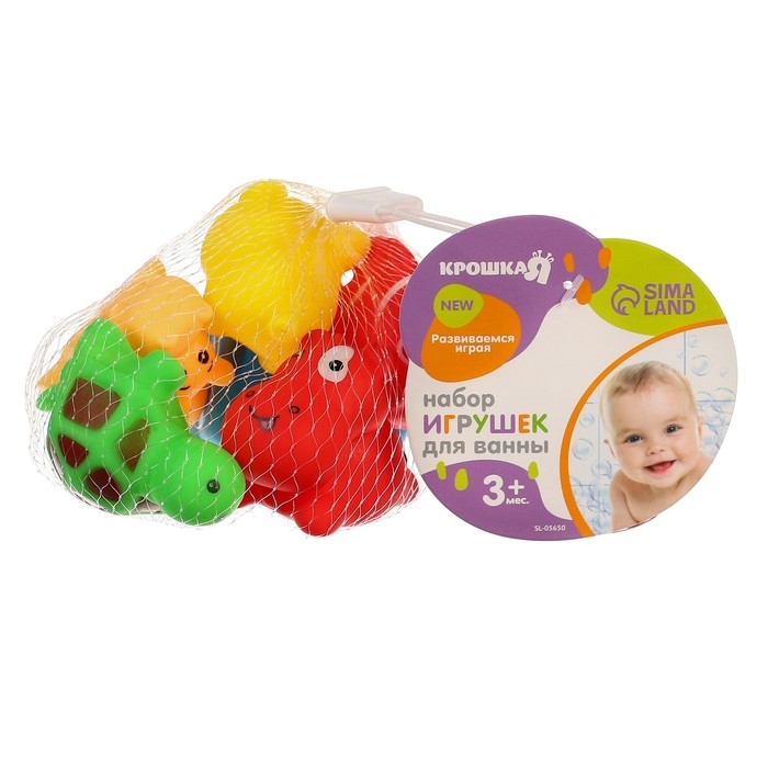 Набор резиновых игрушек для ванны «Малыши», 6 шт, с пищалкой, Крошка Я Набор резиновых игрушек для ванны «Малыши», 6 шт, с пищалкой, Крошка Я