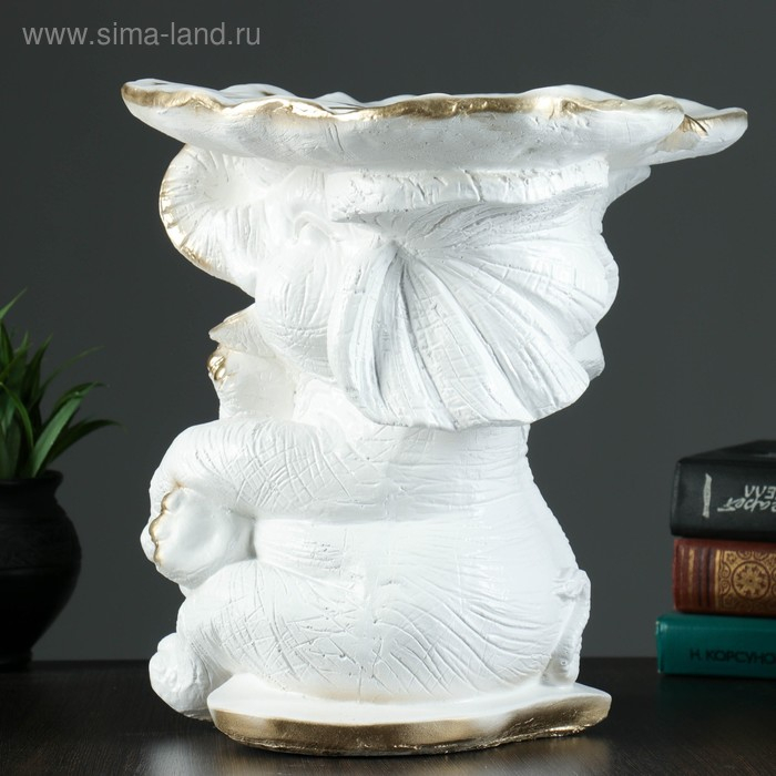 Копилка Копилка "Слон сидя с листком" белое золото, 28х29х29см