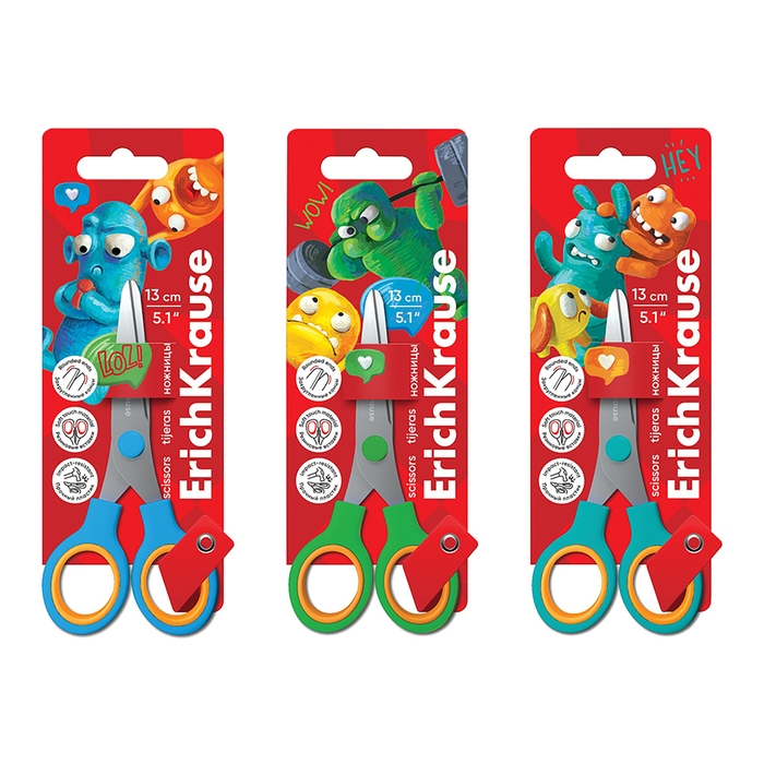 Ножницы детские 13 см ErichKrause Junior Softy Jolly Friends, закругленные концы, удобные ручки, блистер, МИКС (цена за 1 штуку) Ножницы детские 13 см ErichKrause Junior Softy Jolly Friends, закругленные концы, удобные ручки, блистер, МИКС (цена за 1 штуку)