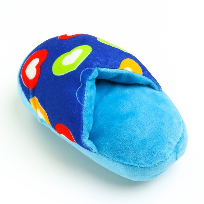 Игрушка для собак «Тапок», 15 см, синяя с сердечками Игрушка для собак «Тапок», 15 см, синяя с сердечками