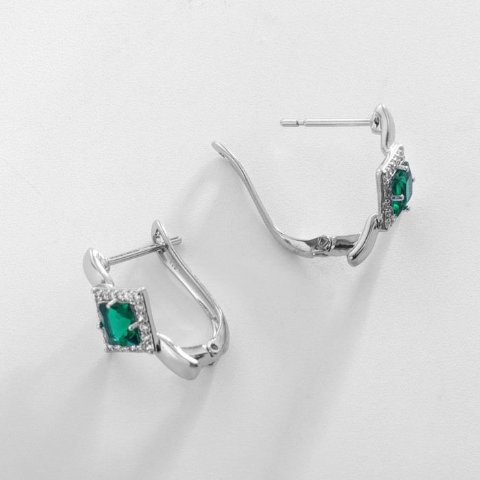 Серьги со стразами XUPING рай, цвет зеленый в серебре Серьги со стразами XUPING рай, цвет зеленый в серебре