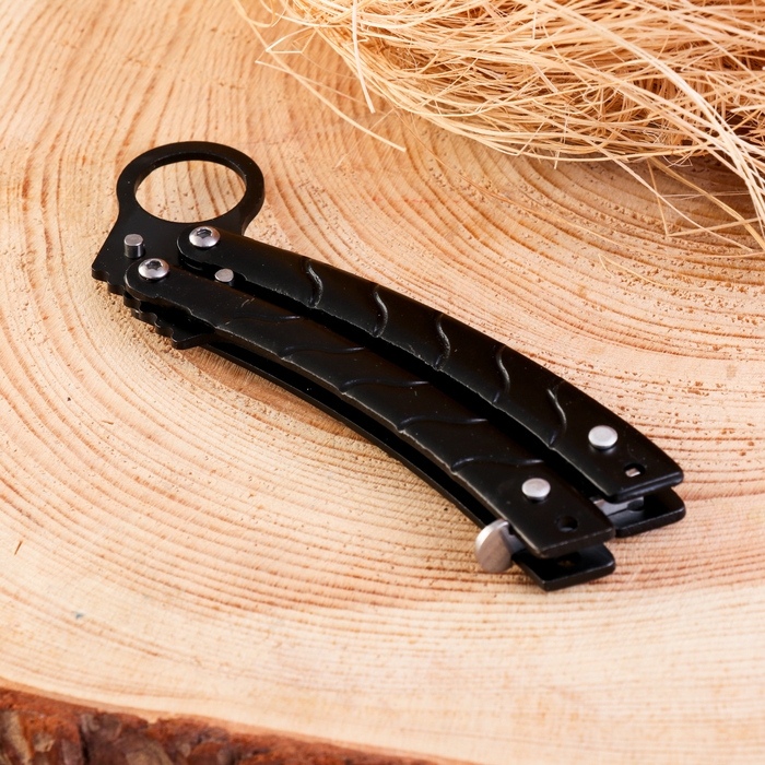 Нож-бабочка Нож-бабочка "Калиго", Мастер К, лезвие с прямым обухом 7см, рукоять с волнами 9см