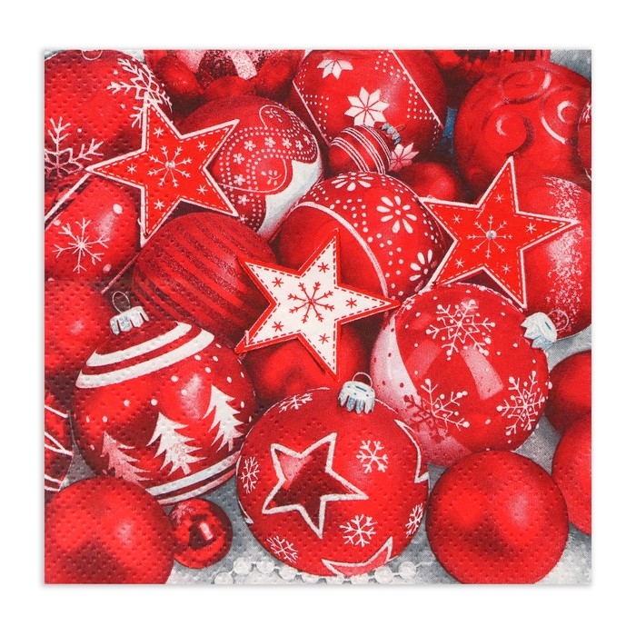 Новогодние салфетки бумажные Bouquet de Luxe «Новогодняя композиция, красная», 3 слоя, 24х24 см, 25 шт. Новогодние салфетки бумажные Bouquet de Luxe «Новогодняя композиция, красная», 3 слоя, 24х24 см, 25 шт.