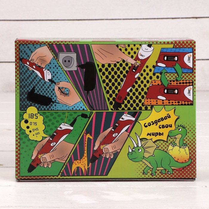 3D ручка 3Dali Plus Dino, ABS и PLA, (KIT FB0021D), трафарет + пластик 3D ручка 3Dali Plus Dino, ABS и PLA, (KIT FB0021D), трафарет + пластик