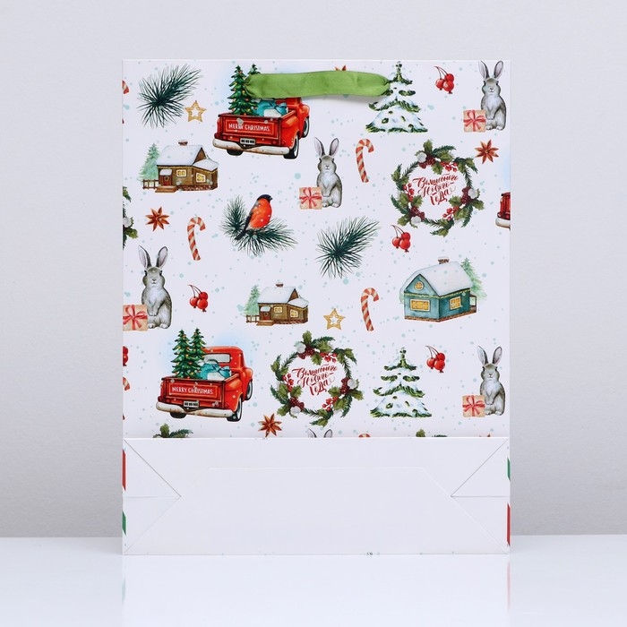 Новый год. Пакет ламинированный вертикальный Новый год. Пакет ламинированный вертикальный "Праздник во дворе",33 х 42 х 10 см.