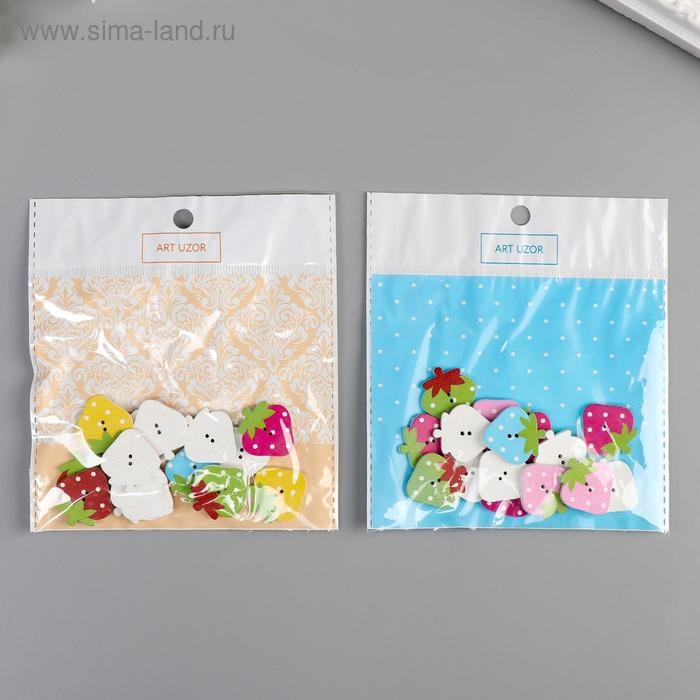 Пуговицы дерево для творчества 2 прокола Пуговицы дерево для творчества 2 прокола "Клубника" набор 15 шт МИКС 2,5х2,2 см