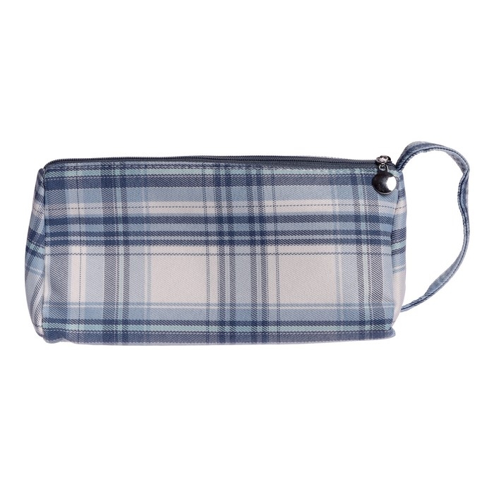 Пенал мягкий 2 отделения, 95 х 210 х 90 мм, объёмный с откидной планкой, с ручкой, Calligrata, Пенал мягкий 2 отделения, 95 х 210 х 90 мм, объёмный с откидной планкой, с ручкой, Calligrata, "Шотландка", серо-белая