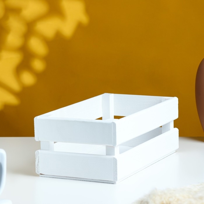 Кашпо деревянное 24.5×13.5×9 см  Кашпо деревянное 24.5×13.5×9 см "Двушка Лайт", двухреечное, белый Дарим Красиво