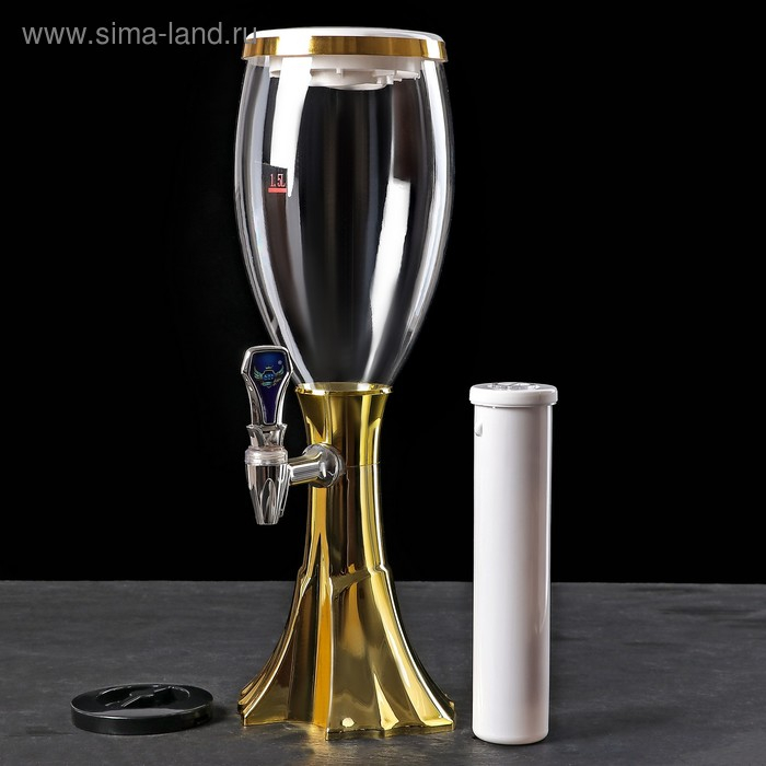 Башня пивная Gold, колба с подсветкой, 2 л, цвет золотой Башня пивная Gold, колба с подсветкой, 2 л, цвет золотой