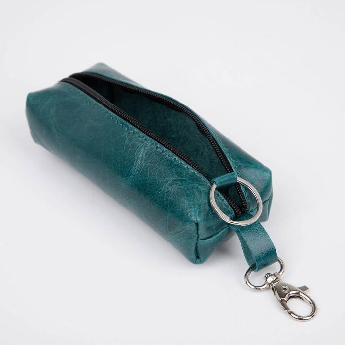 Ключница на молнии, длина 13 см, кольцо, карабин, цвет бирюзовый Ключница на молнии, длина 13 см, кольцо, карабин, цвет бирюзовый