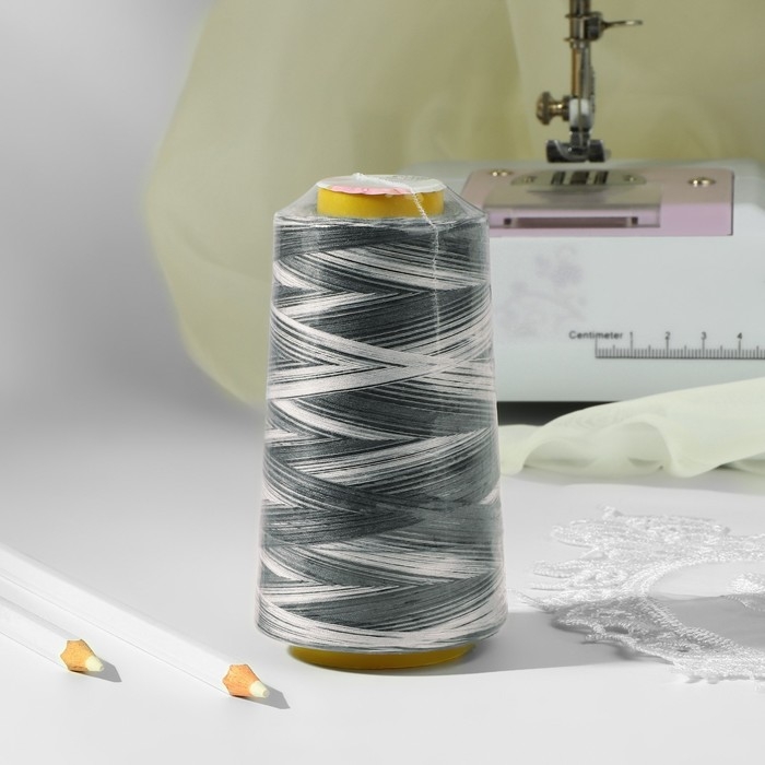 Нитки мультиколор 40/2, 3000 ярд, цвет чёрно-белый Нитки мультиколор 40/2, 3000 ярд, цвет чёрно-белый