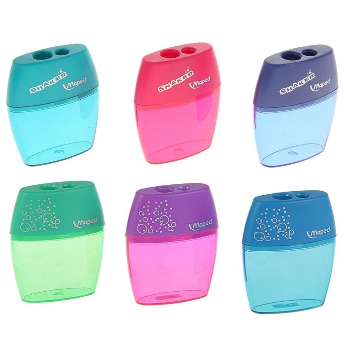 Точилка 2 отверстия с контейнером Maped Shaker, микс Точилка 2 отверстия с контейнером Maped Shaker, микс