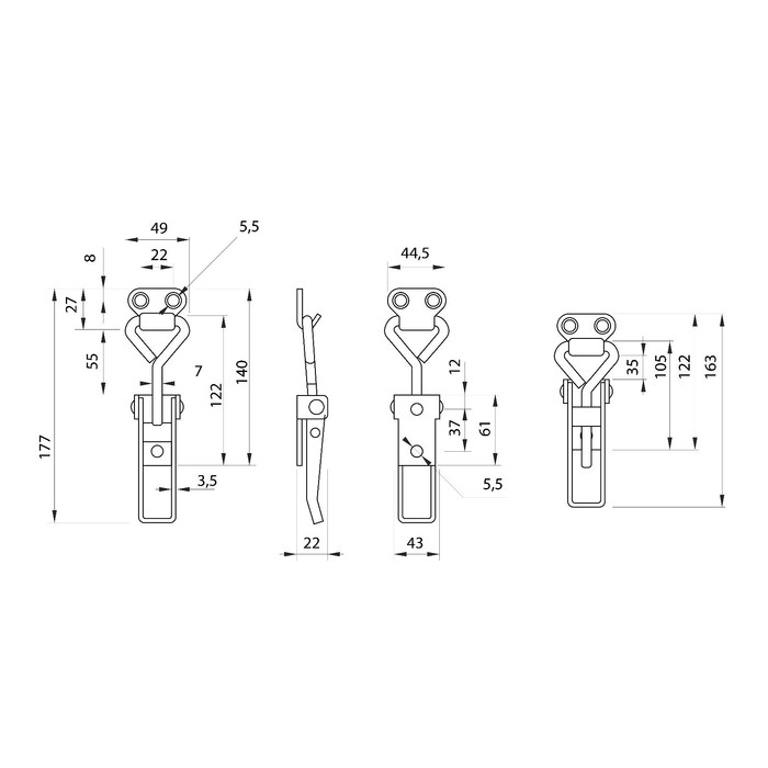 Замок защелка на ящик Z07 Замок защелка на ящик Z07