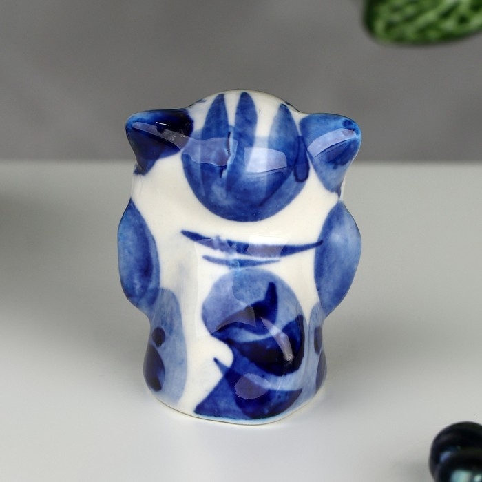 Сувенир «Кот с бантом», 3,5 см, гжель Сувенир «Кот с бантом», 3,5 см, гжель