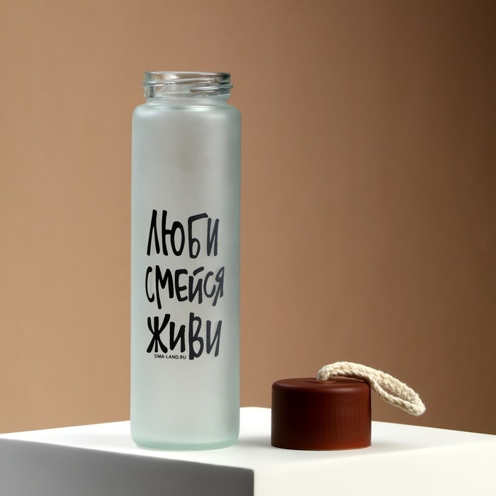 Бутылка для воды «Люби, смейся, живи»,стекло, цвет МИКС , 350 мл Бутылка для воды «Люби, смейся, живи»,стекло, цвет МИКС , 350 мл