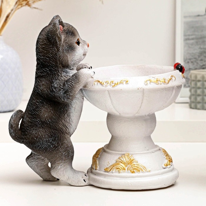 Фигура - подставка для мелочей Фигура - подставка для мелочей "Котик с вазой" 21х13х20см