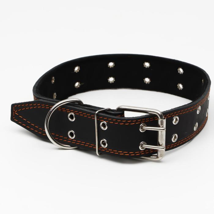 Ошейник кожаный на синтепоне, безразмерный, 83 х 4.5 см, ОШ 20-71 см, чёрный Ошейник кожаный на синтепоне, безразмерный, 83 х 4.5 см, ОШ 20-71 см, чёрный