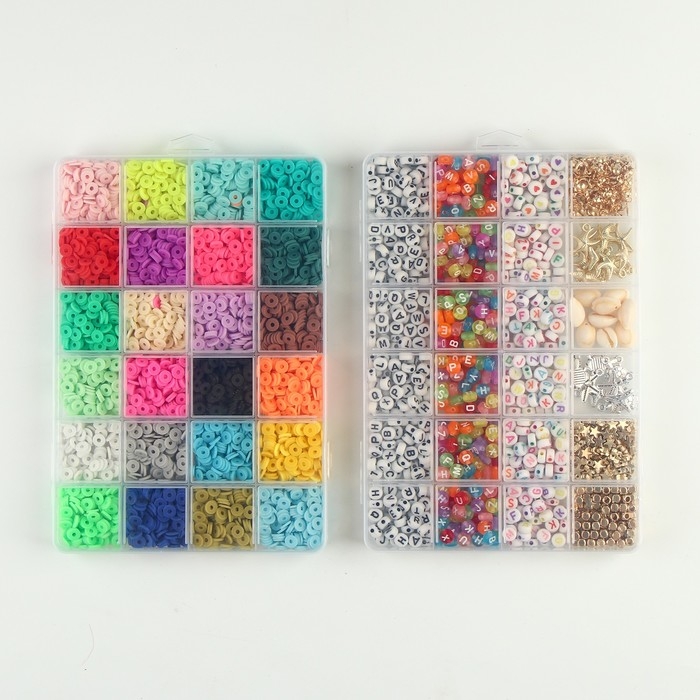 Набор для создания украшений, 24 цвета, 2 лески, шармы Набор для создания украшений, 24 цвета, 2 лески, шармы