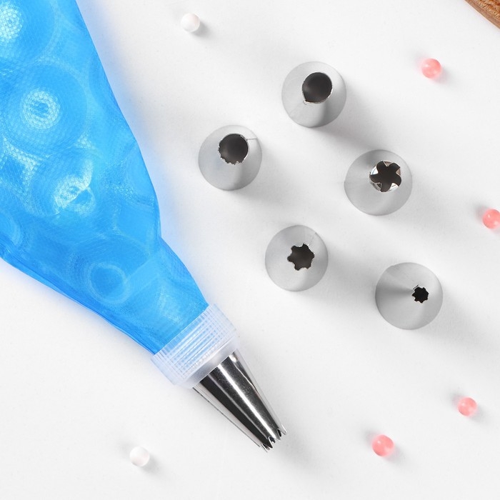 Набор кондитерский Доляна «Хоста», 8 предметов: 6 насадок, адаптер, мешок кондитерский 31×17 см Набор кондитерский Доляна «Хоста», 8 предметов: 6 насадок, адаптер, мешок кондитерский 31×17 см