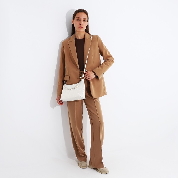 Сумка-багет на молнии, цвет белый Сумка-багет на молнии, цвет белый