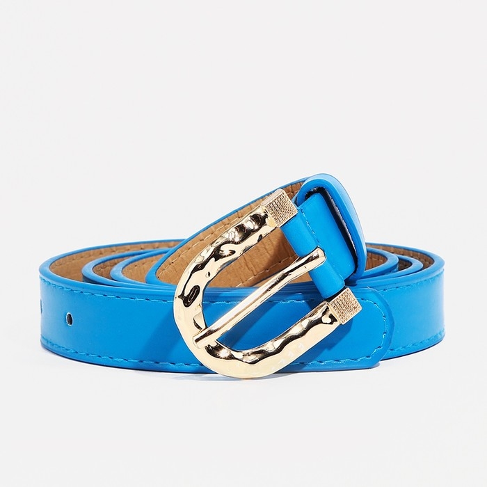 Ремень женский, ширина 2,2 см, винт, пряжка металл, цвет голубой Ремень женский, ширина 2,2 см, винт, пряжка металл, цвет голубой