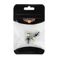 Автолампа светодиодная Cartage, T10 W5W, 12 В, 5 SMD-5050, набор 2 шт