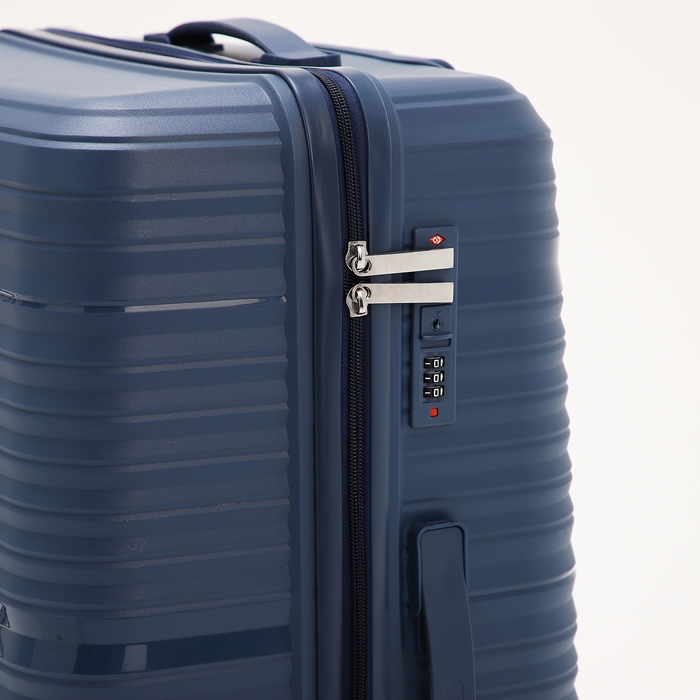 Чемодан большой 100 л (L), отдел на молнии, кодовый замок, 4 колеса, цвет синий Чемодан большой 100 л (L), отдел на молнии, кодовый замок, 4 колеса, цвет синий
