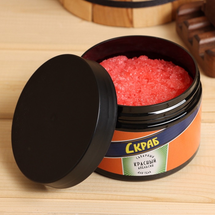 Скраб Скраб "Красный апельсин" 320 мл, гель для душа "Ваниль" 300 мл + мочалка