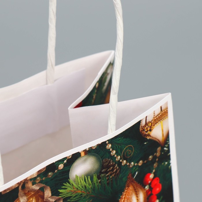 Пакет подарочный новогодний крафтовый «Игрушки», 12 х 21 х 9 см, Новый год Пакет подарочный новогодний крафтовый «Игрушки», 12 х 21 х 9 см, Новый год