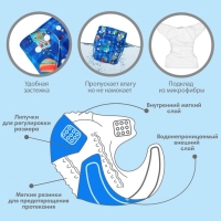 Многоразовый подгузник «Космос», 3-15 кг, цвет синий, Крошка Я