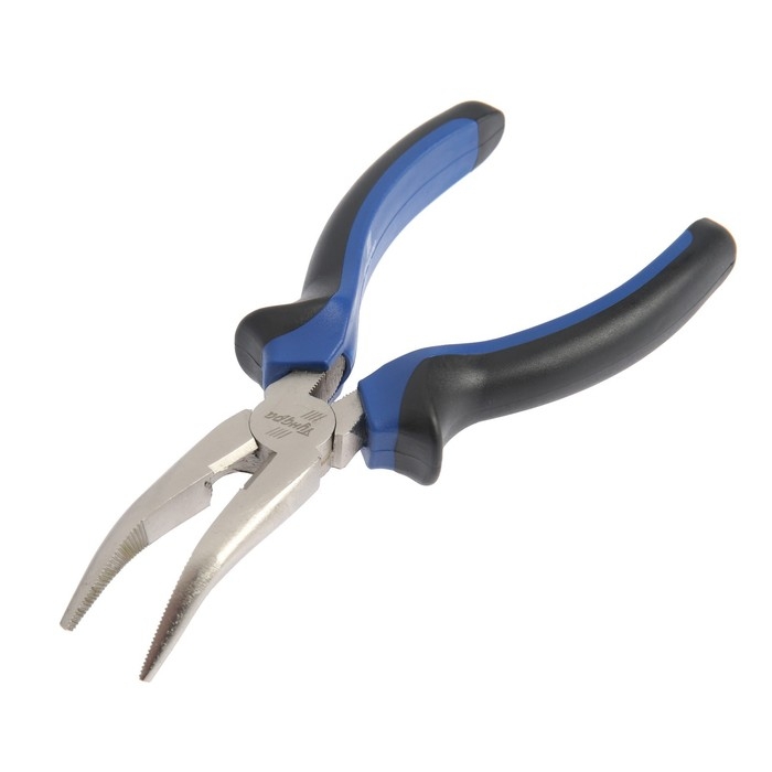 Длинногубцы изогнутые ТУНДРА, CrV, никелированные, двухкомпонентные рукоятки, 160 мм Длинногубцы изогнутые ТУНДРА, CrV, никелированные, двухкомпонентные рукоятки, 160 мм