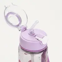 Бутылка пластиковая с трубочкой, 800 мл, фиолетовая
