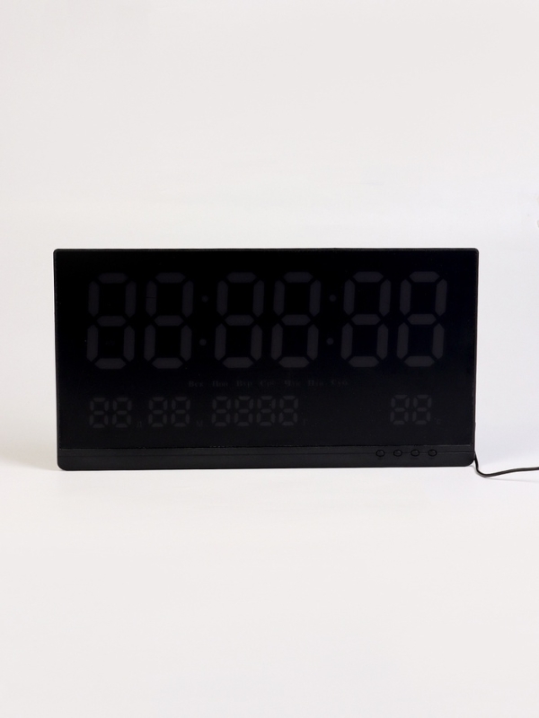 Часы электронные настенные, календарь и термометр, 47.5 х 25.3 см, белые цифры 10.8 х 5.3 см   10766