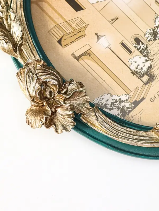 Фоторамка полистоун 10х15 см "Ирисы" зелёная с золотом 15,5х2,5х18 см