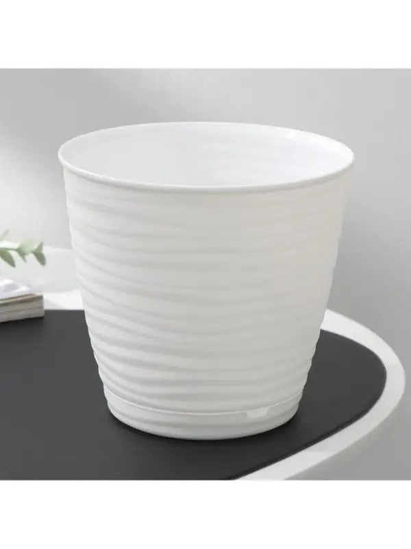 Горшок для цветов с поддоном Saffron, 1.5 л, d=14.6 см, h=13.5 см, пластиковый, белый