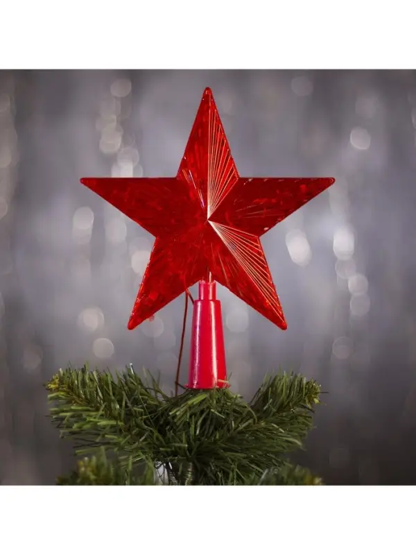 Светодиодная верхушка на ёлку &laquo;Звезда красная&raquo;, 15 см, 10 LED, 220 В, свечение красное