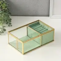 Шкатулка для украшений &laquo;Зелёная&raquo;, 2 отделения, стекло с металлическим каркасом, 22&times;14.5&times;7.5