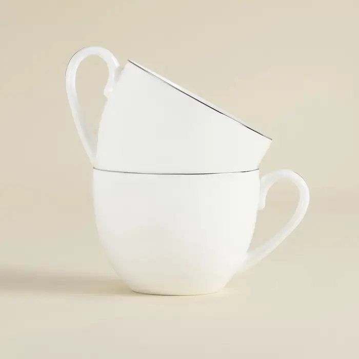 Чайные пары SL Home &laquo;Каскарон&raquo;, 240 мл, набор 2 шт., костяной фарфор, белые