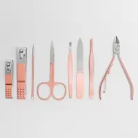 Набор маникюрный, 8 предметов, в футляре, цвет бежевый, розовое золото